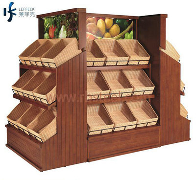 佛山莱菲克工厂 HJ-F19 木制水果货架 定制出口拆装解决方案